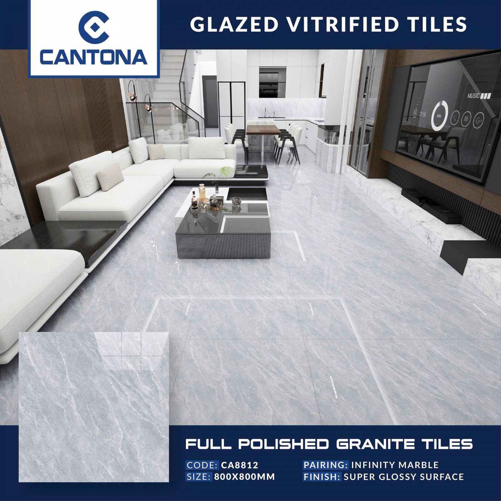 GẠCH LÁT NỀN 80X80 CANTONA CA8812