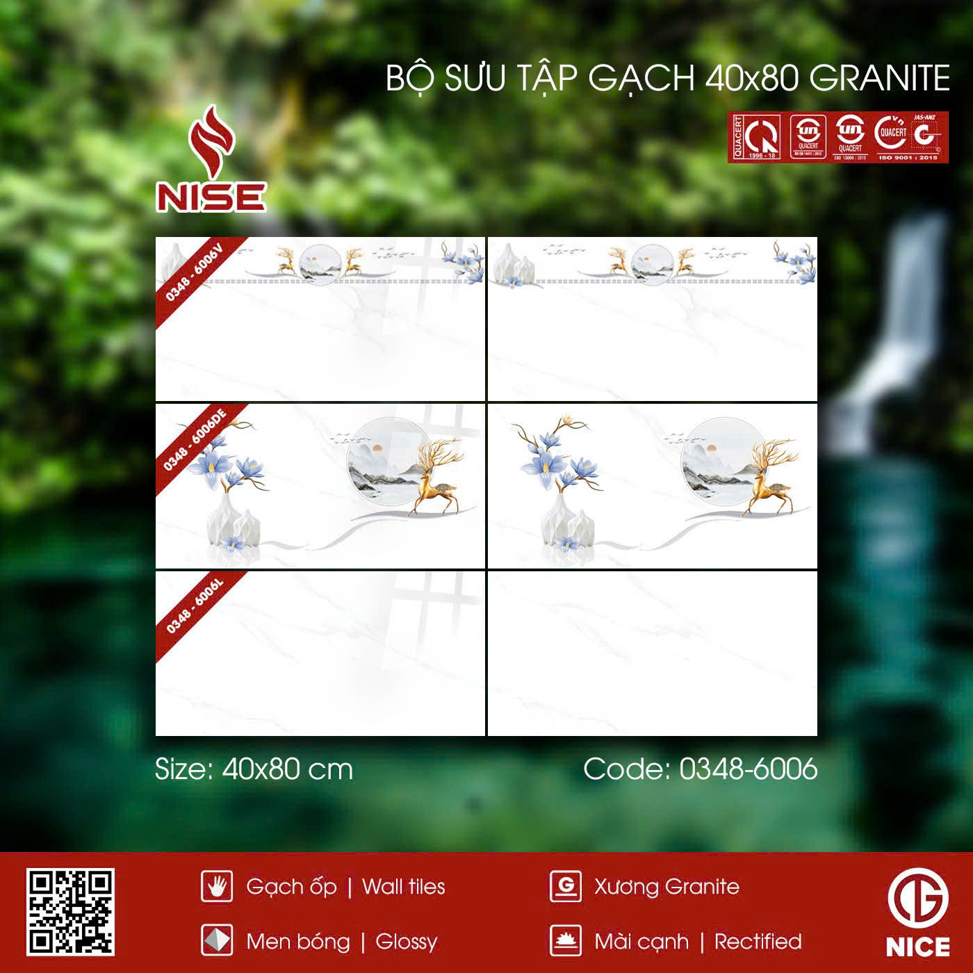 GẠCH ỐP TƯỜNG 40X80  0348-6006