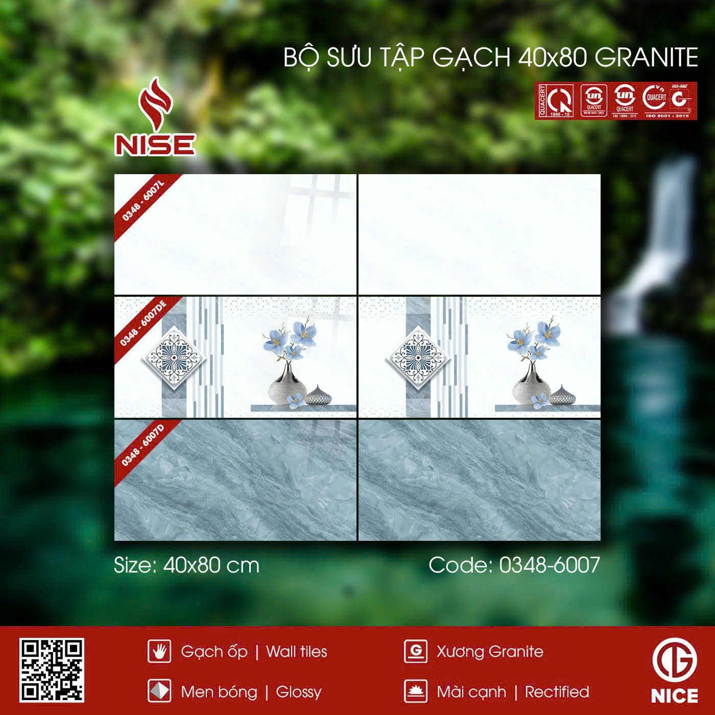 GẠCH ỐP TƯỜNG 40X80 NISE 0348-6007L